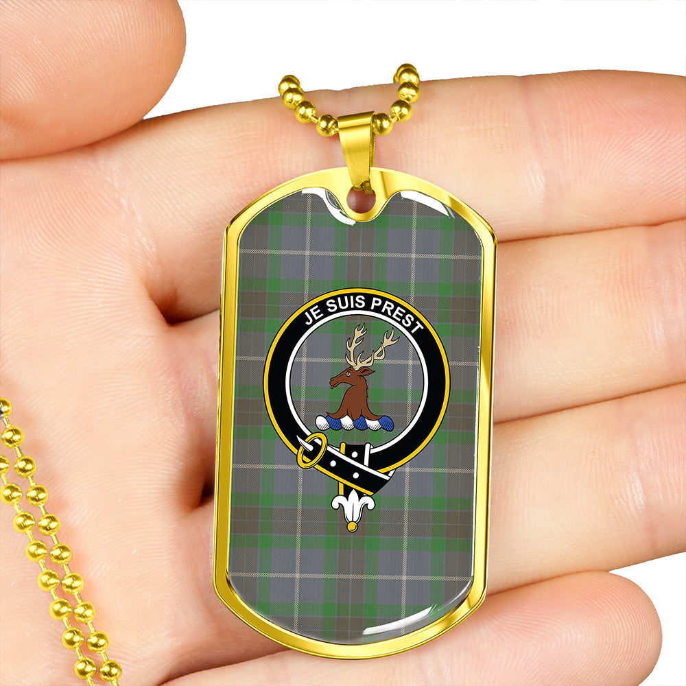 Fraser Green Ancient Clan Badge Classic Tartan Dog Tag Necklace