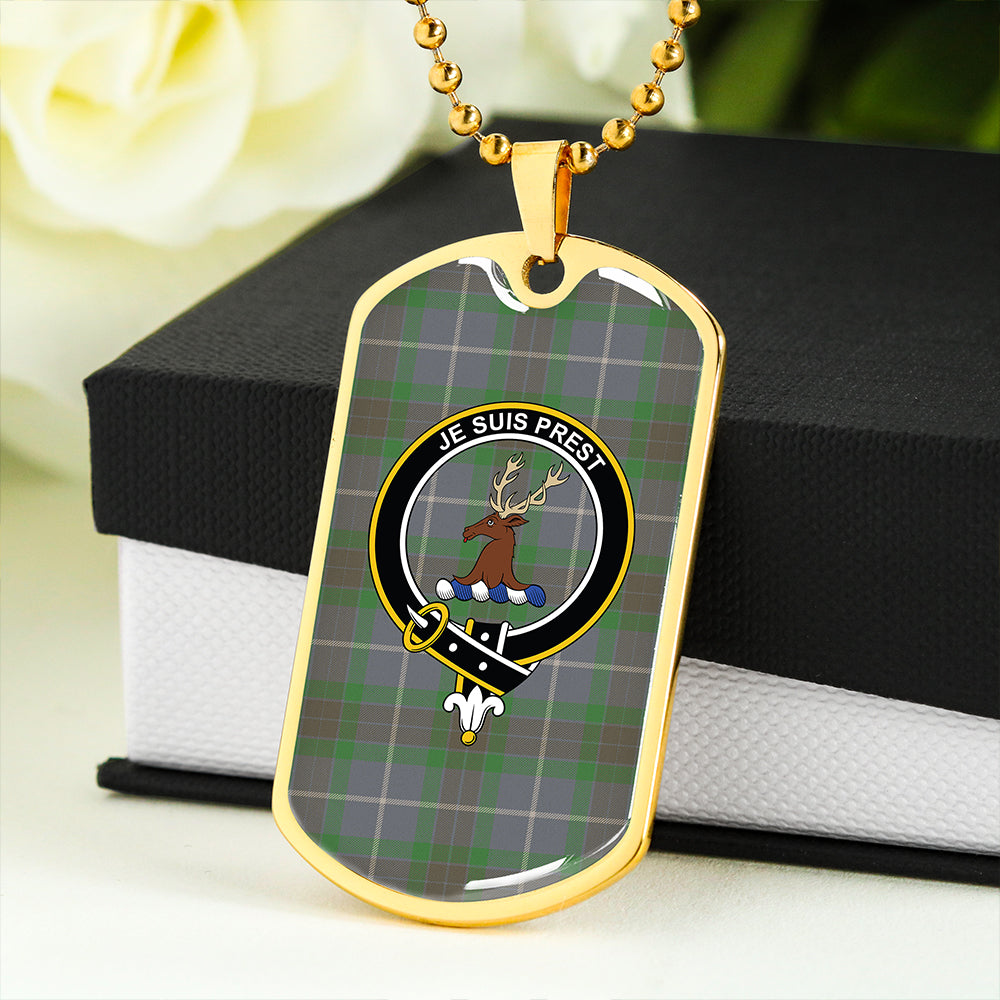 Fraser Green Ancient Clan Badge Classic Tartan Dog Tag Necklace