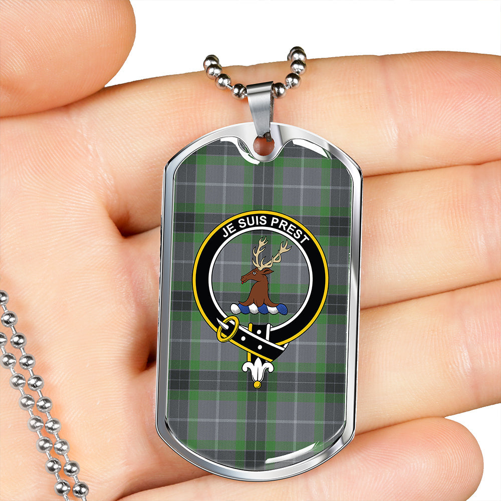 Fraser Green Modern Clan Badge Classic Tartan Dog Tag Necklace