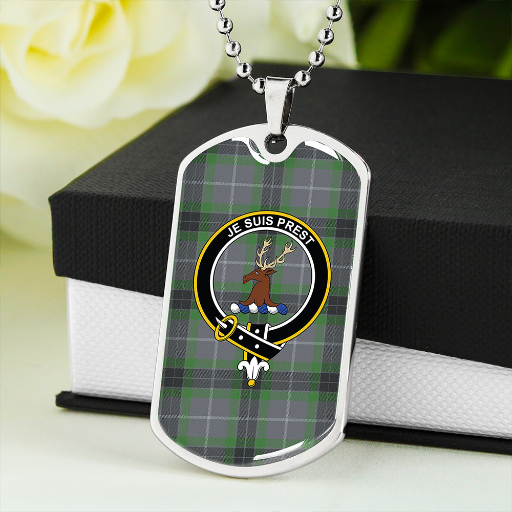 Fraser Green Modern Clan Badge Classic Tartan Dog Tag Necklace