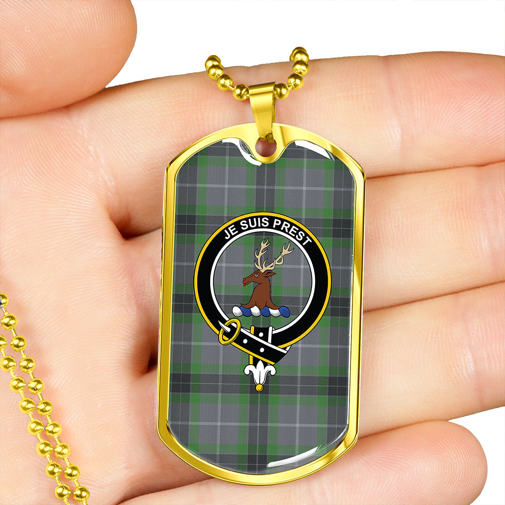Fraser Green Modern Clan Badge Classic Tartan Dog Tag Necklace