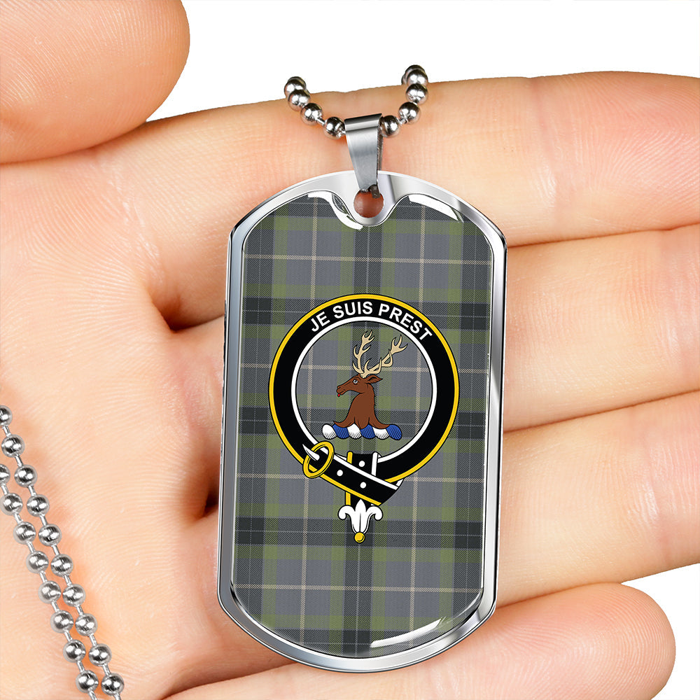 Fraser Green Weathered Clan Badge Classic Tartan Dog Tag Necklace