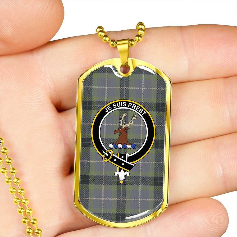 Fraser Green Weathered Clan Badge Classic Tartan Dog Tag Necklace