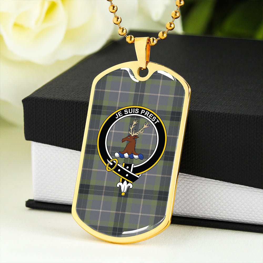 Fraser Green Weathered Clan Badge Classic Tartan Dog Tag Necklace