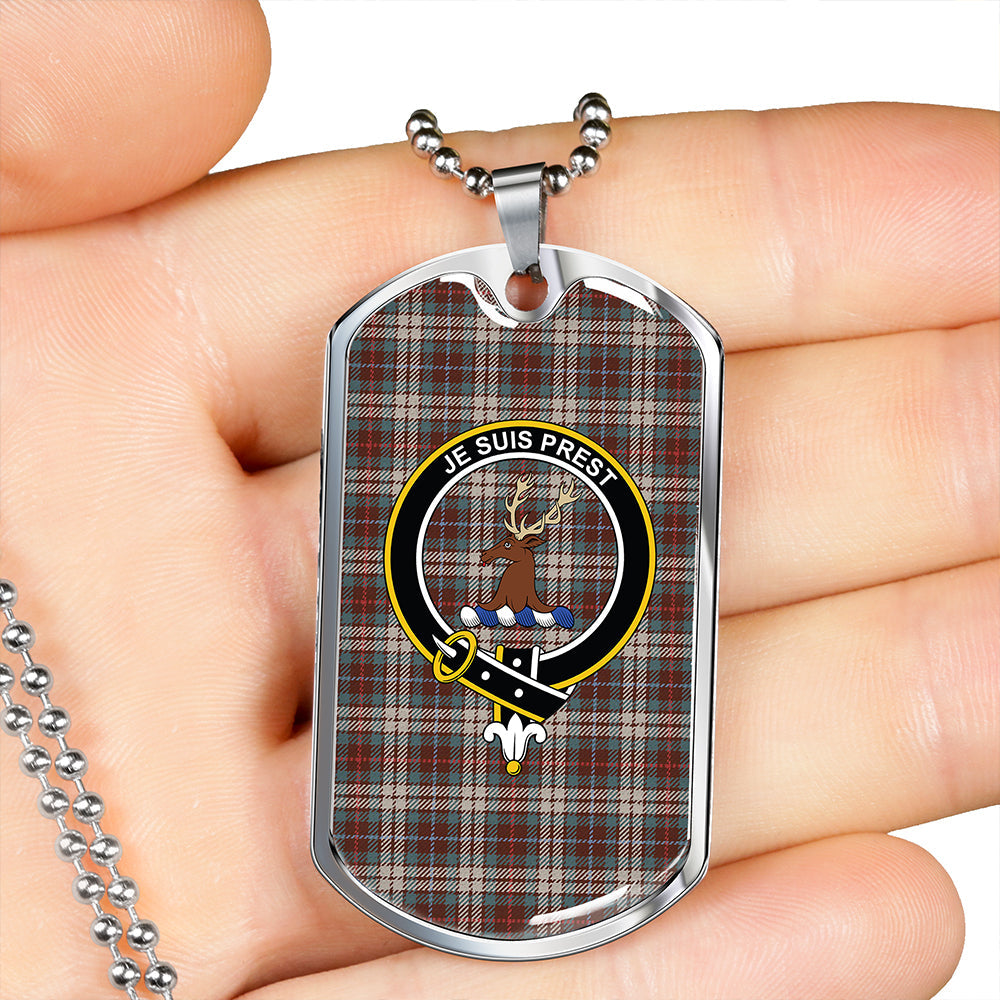 Fraser Hunting Dress Weathered Clan Badge Classic Tartan Dog Tag Necklace