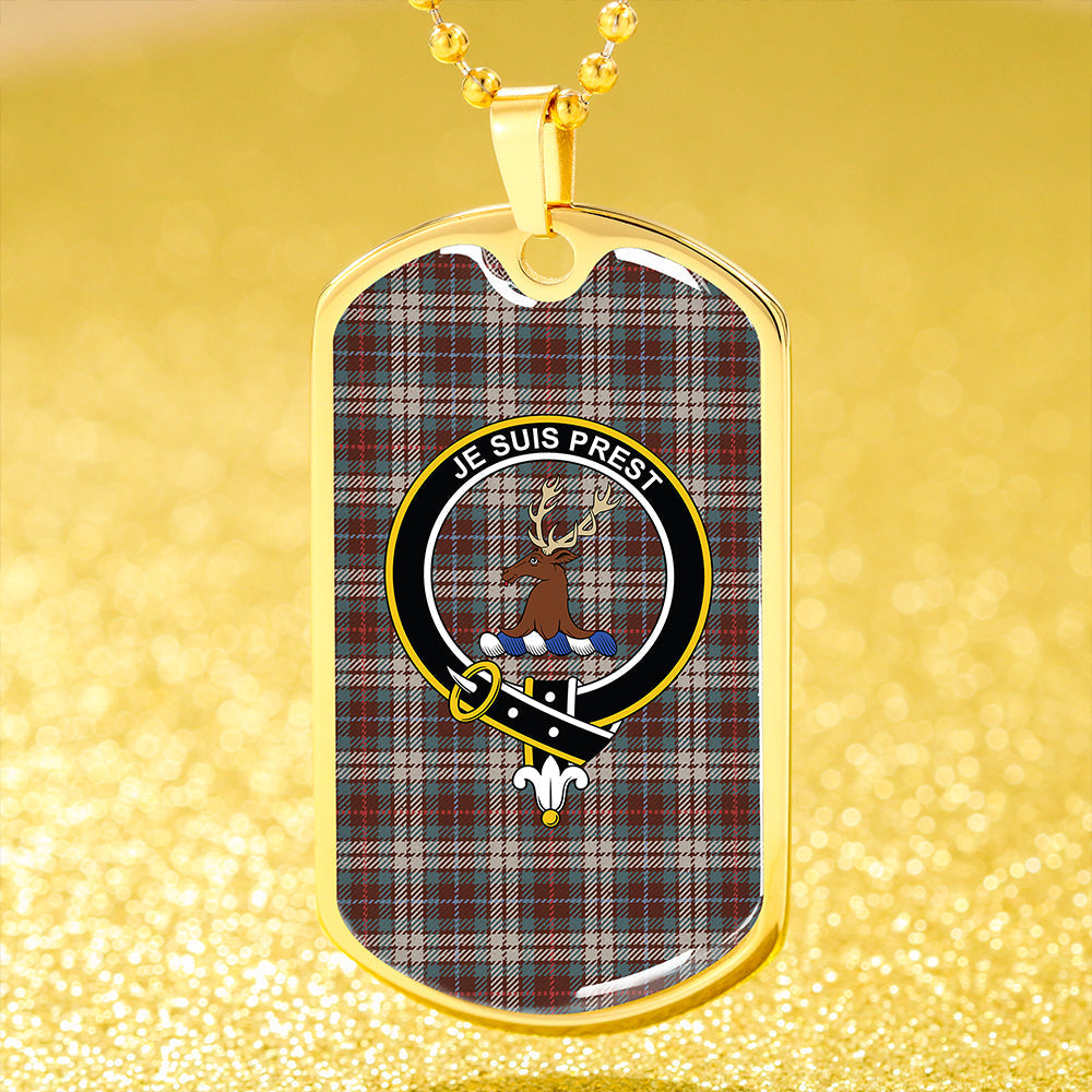 Fraser Hunting Dress Weathered Clan Badge Classic Tartan Dog Tag Necklace