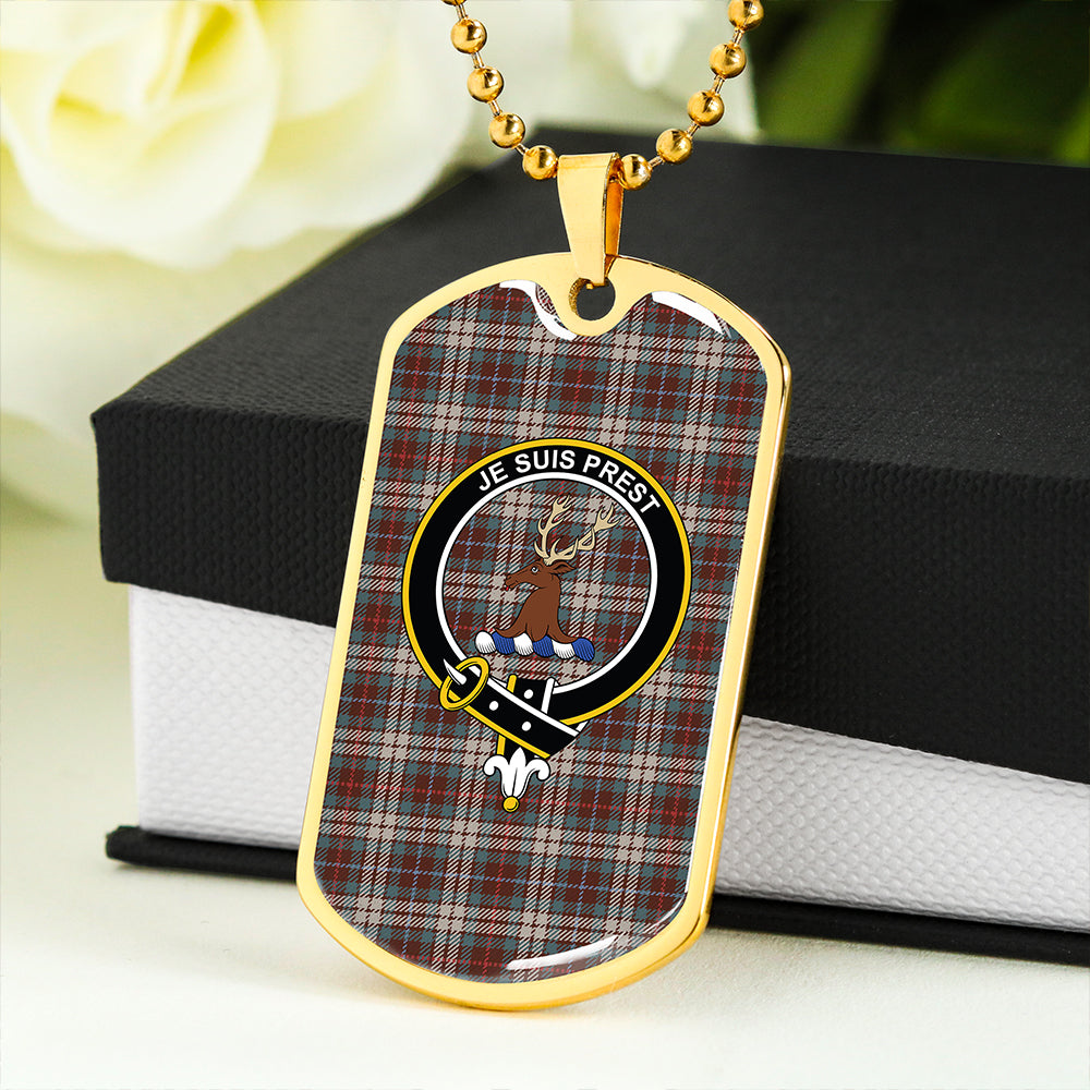 Fraser Hunting Dress Weathered Clan Badge Classic Tartan Dog Tag Necklace
