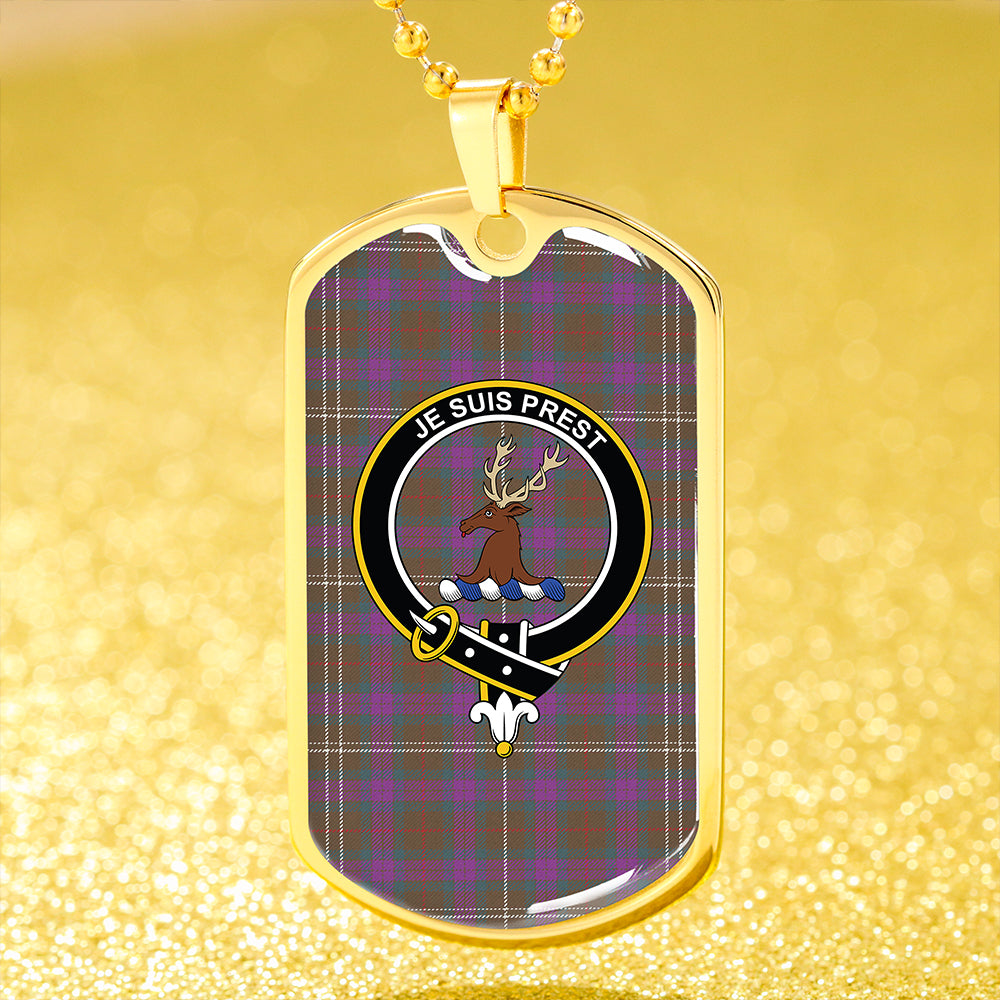 Fraser Hunting Weathered Clan Badge Classic Tartan Dog Tag Necklace