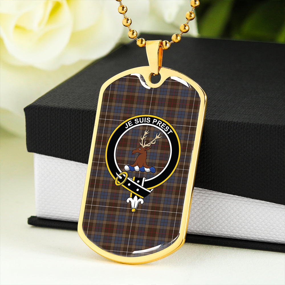 Fraser Hunting # 2 Modern Clan Badge Classic Tartan Dog Tag Necklace