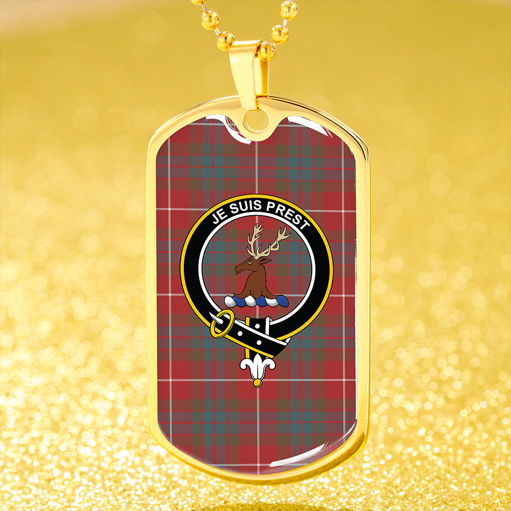 Fraser Red Weathered Clan Badge Classic Tartan Dog Tag Necklace
