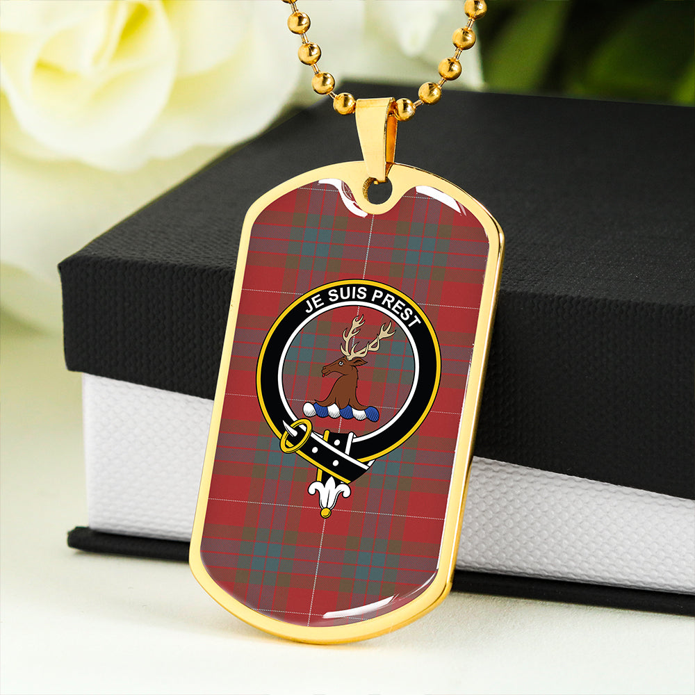 Fraser Weathered Clan Badge Classic Tartan Dog Tag Necklace
