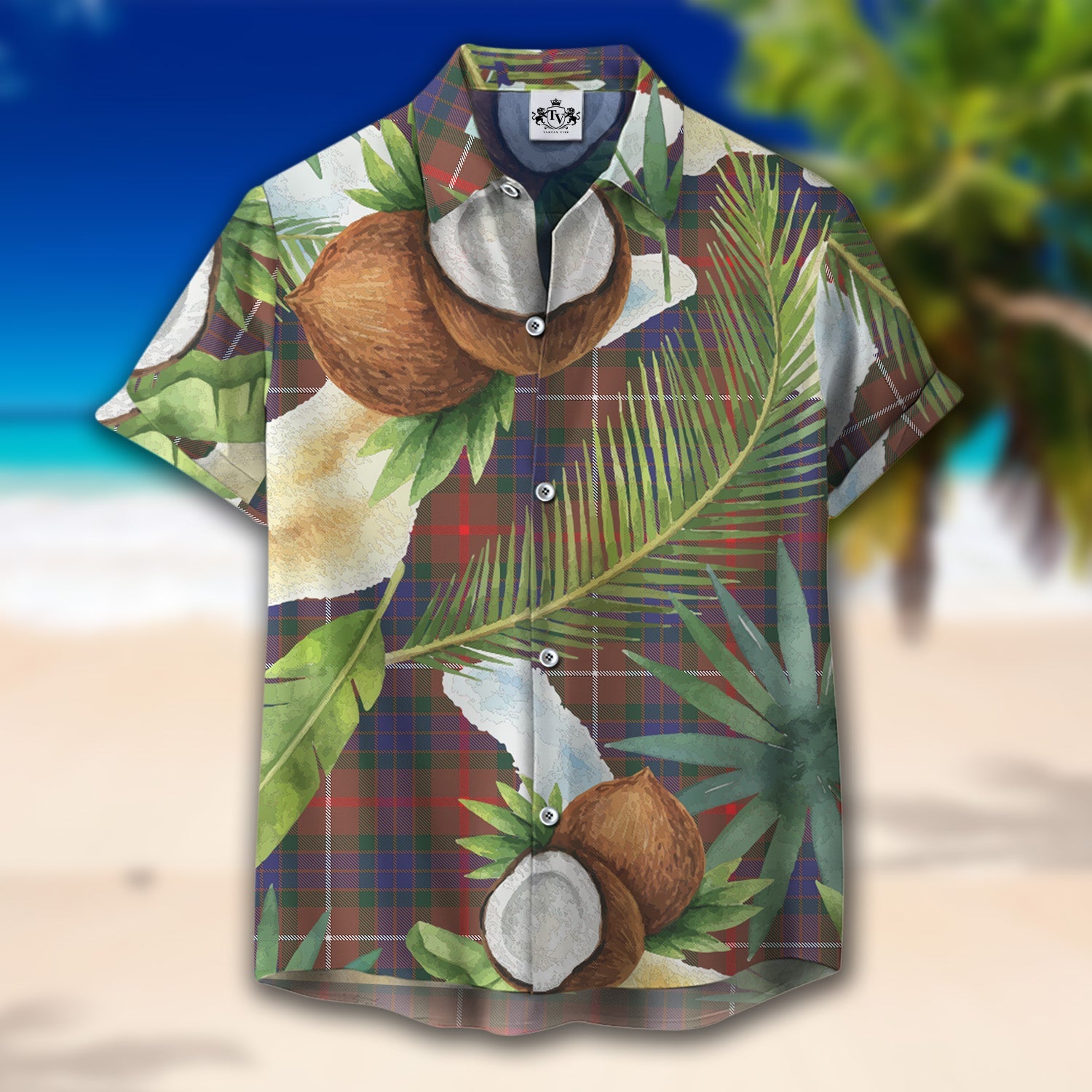 Scottish Tartan Fraser Hunting Modern Clan Hawaiian Shirt Hibiscus - Tropical Garden Style