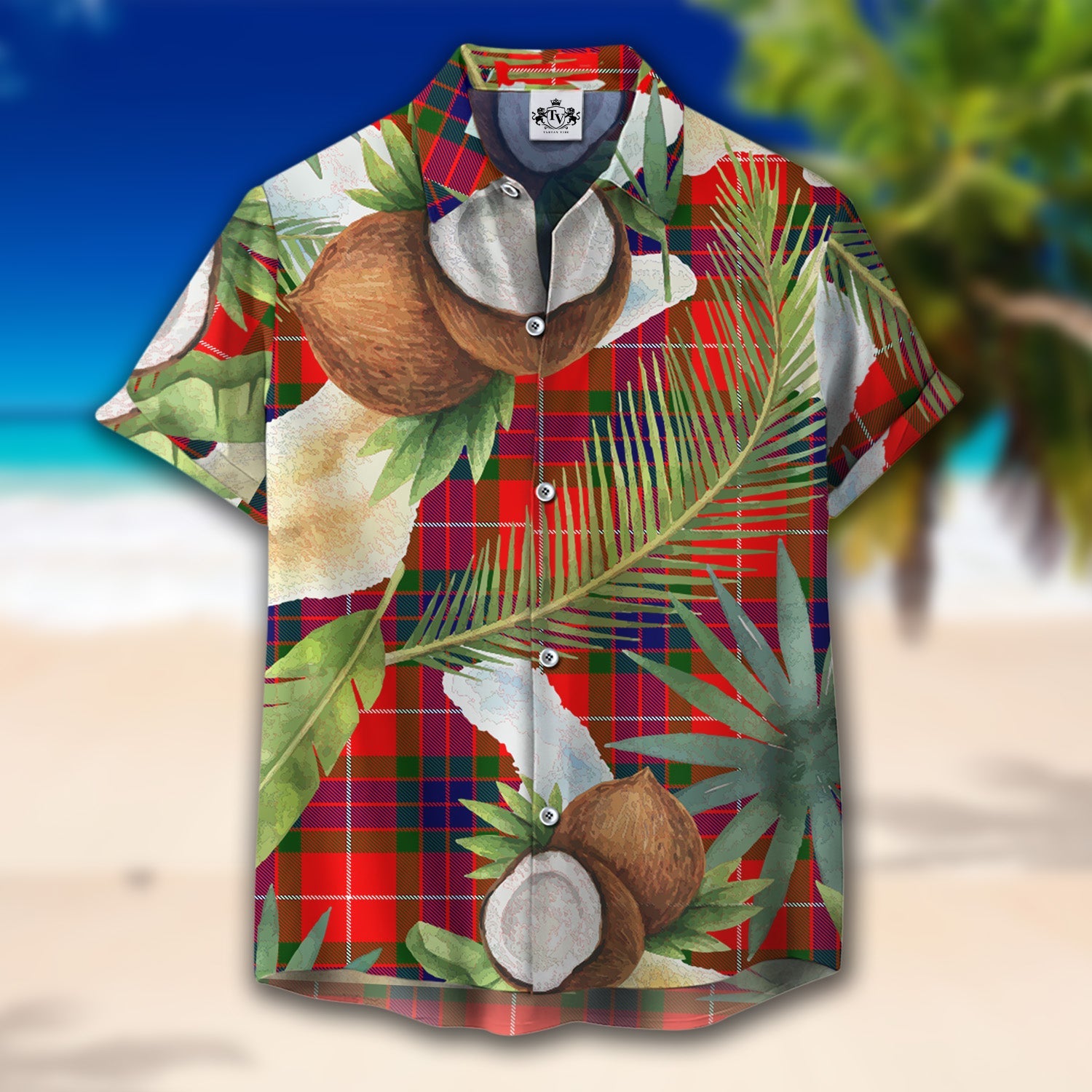 Scottish Tartan Fraser Modern Clan Hawaiian Shirt Hibiscus - Tropical Garden Style