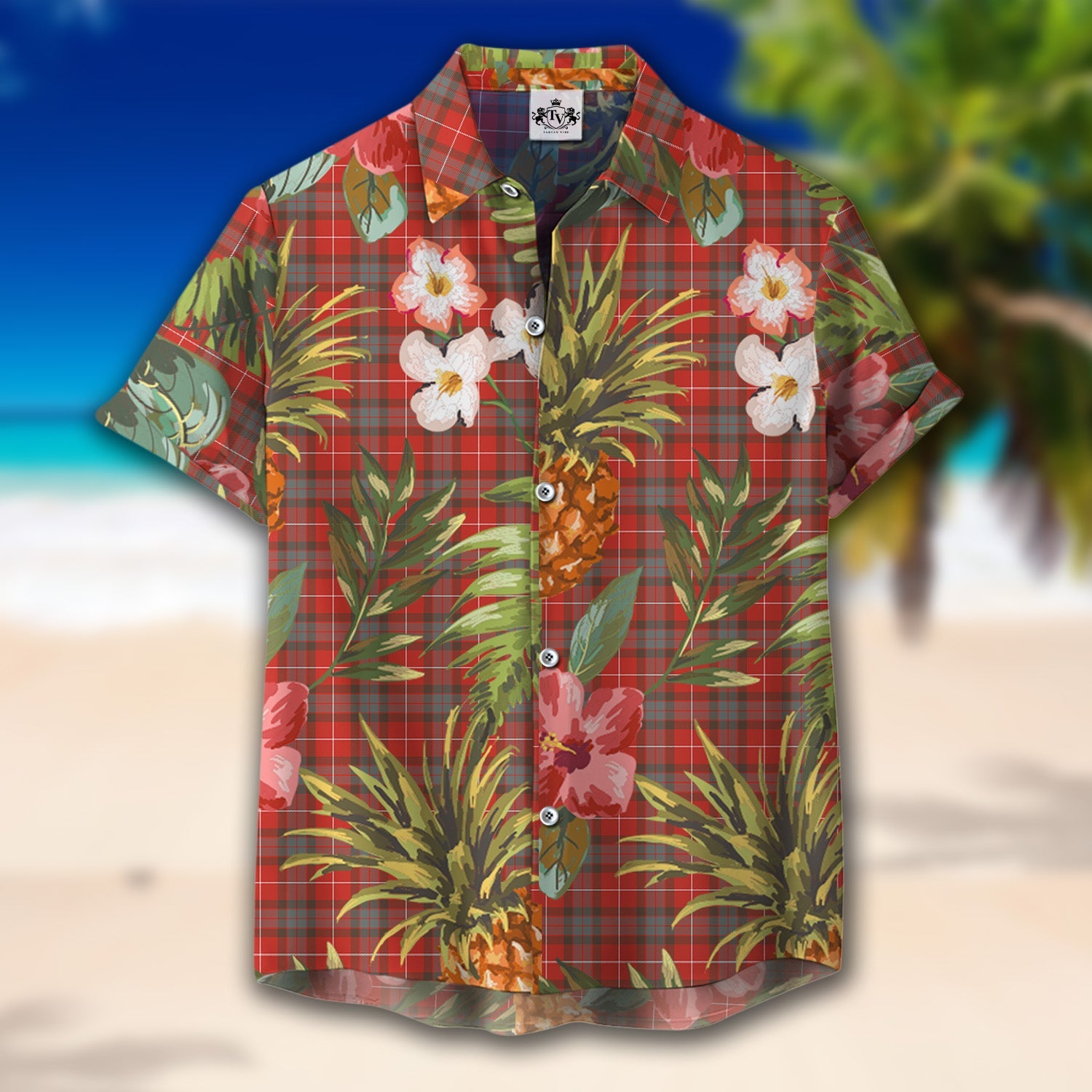 Scottish Tartan Fraser Weathered Clan Hawaiian Shirt Hibiscus - Tropical Garden Style