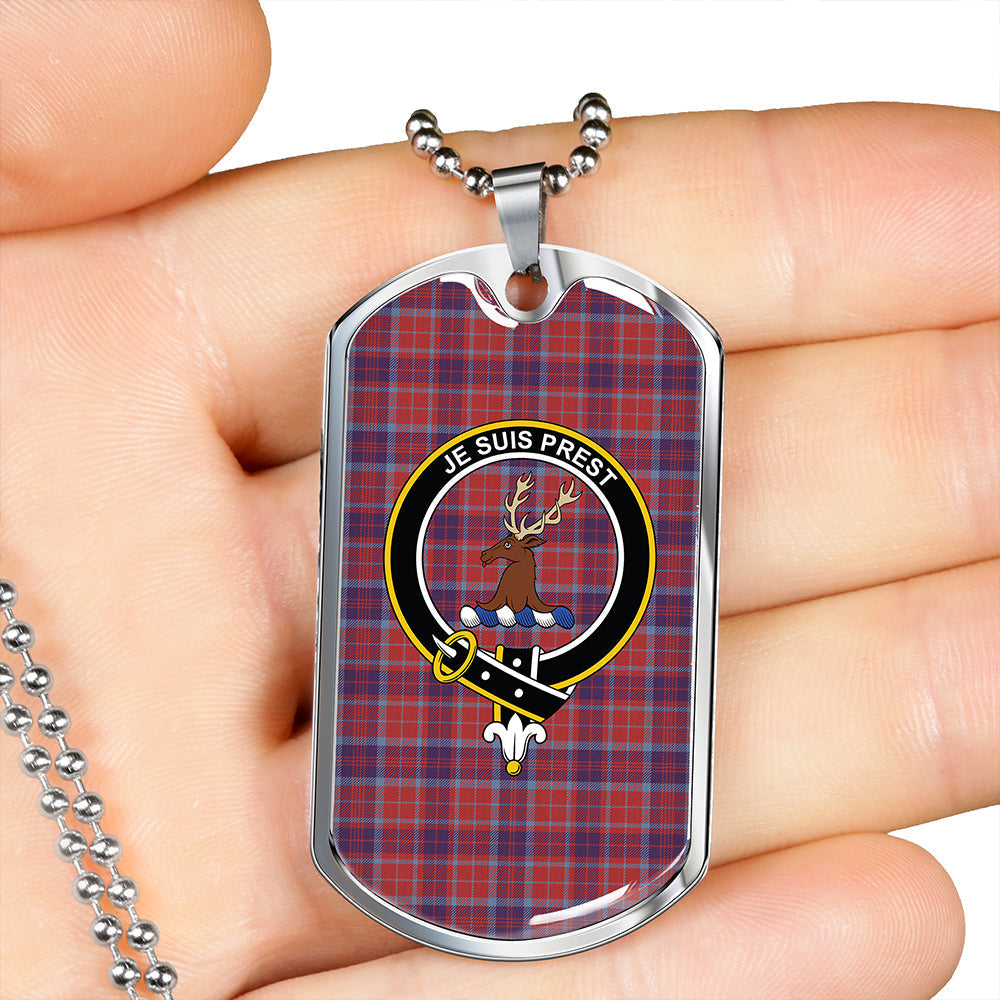 Fraser of Reelig Weathered Clan Badge Classic Tartan Dog Tag Necklace