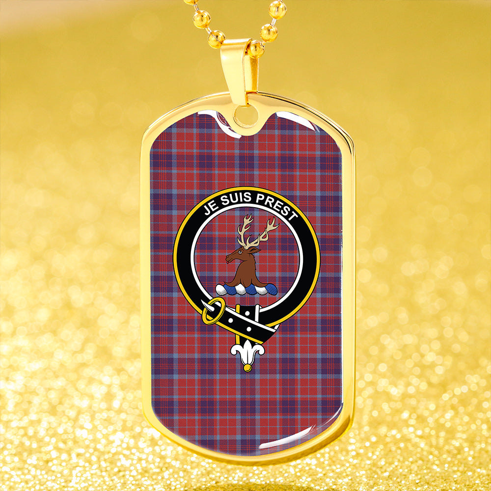 Fraser of Reelig Weathered Clan Badge Classic Tartan Dog Tag Necklace
