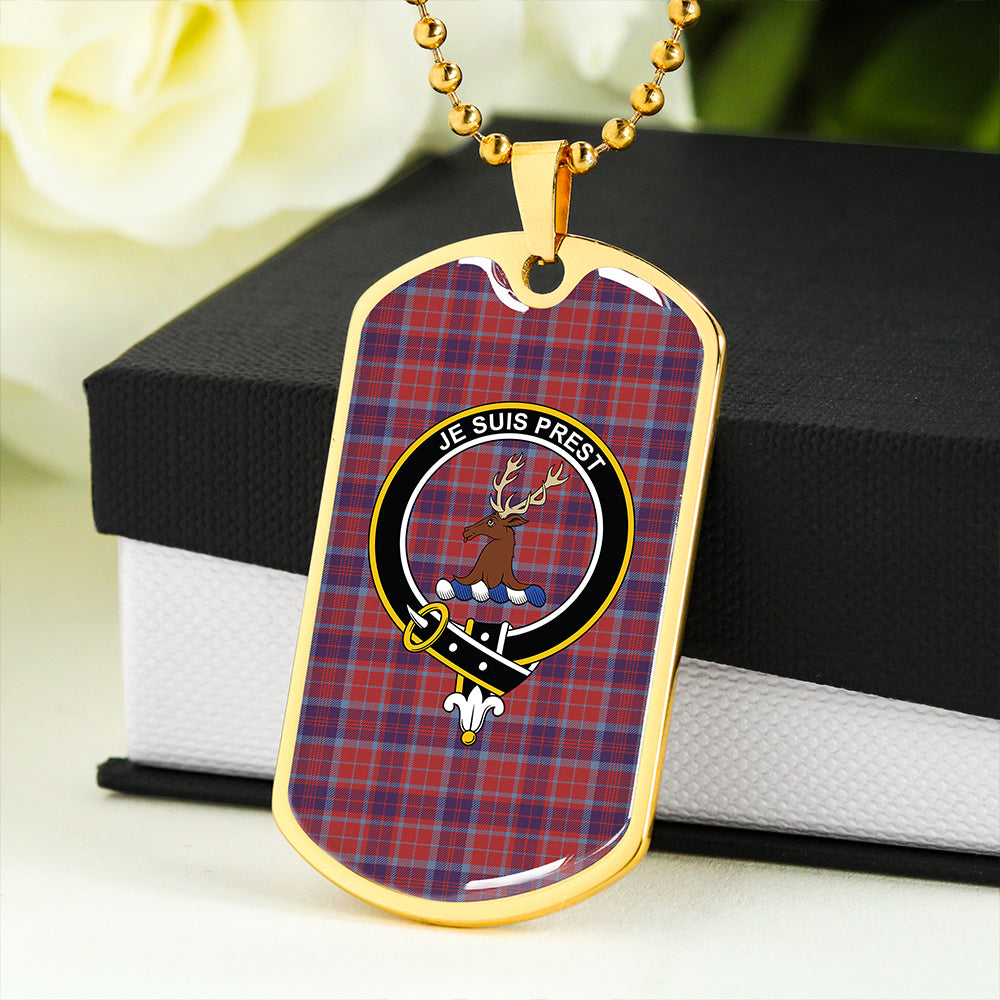 Fraser of Reelig Weathered Clan Badge Classic Tartan Dog Tag Necklace