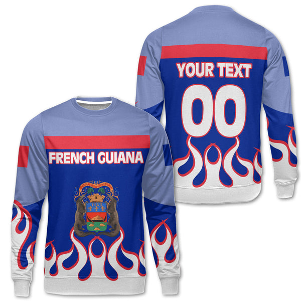 French Guiana Sweatshirt Flag & Coat Of Arms Fire Hockey Style