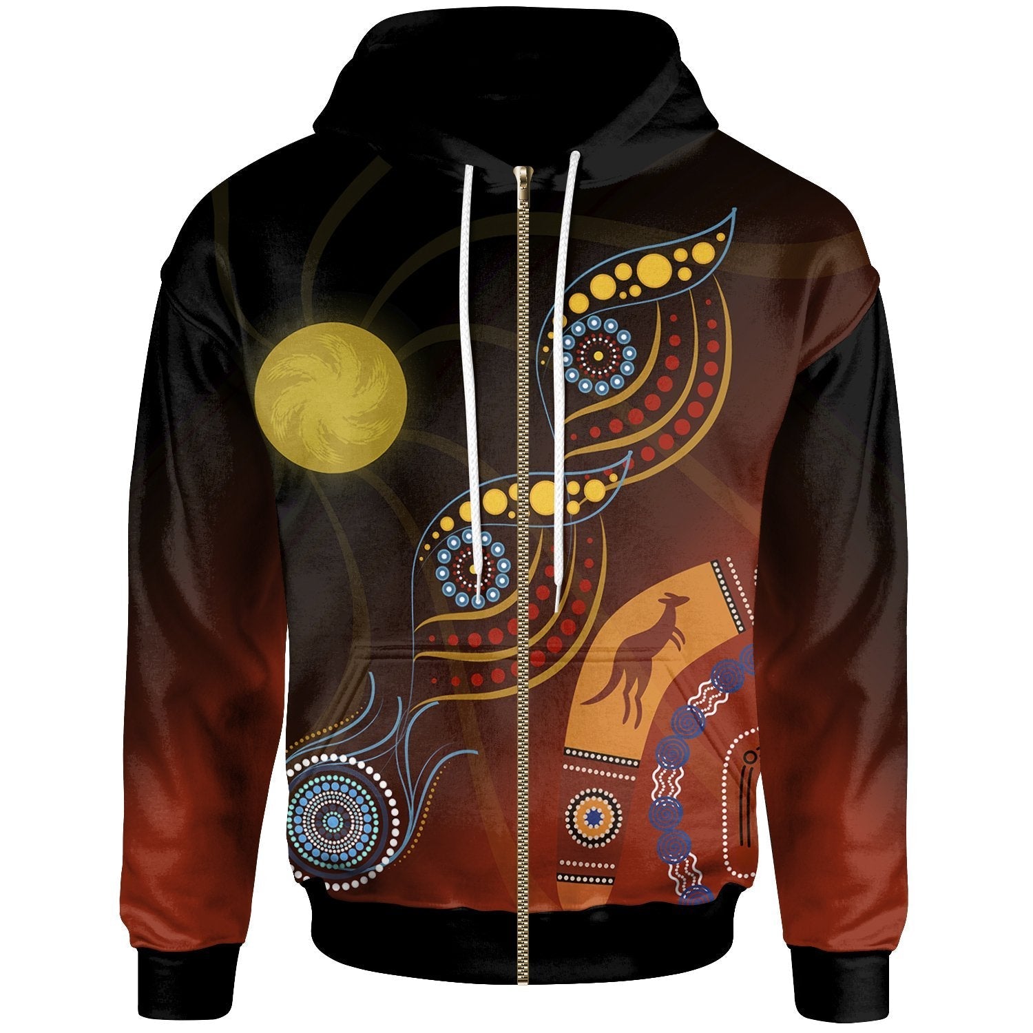 Aboriginal Zip Hoodie - Flowers On The Land