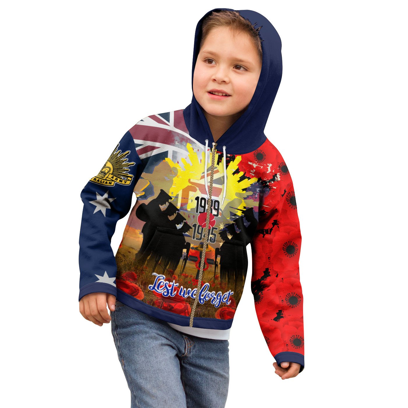 Zip Hoodie Kid - Anzac Day 2022 World War II Commemoration 1939 - 1945