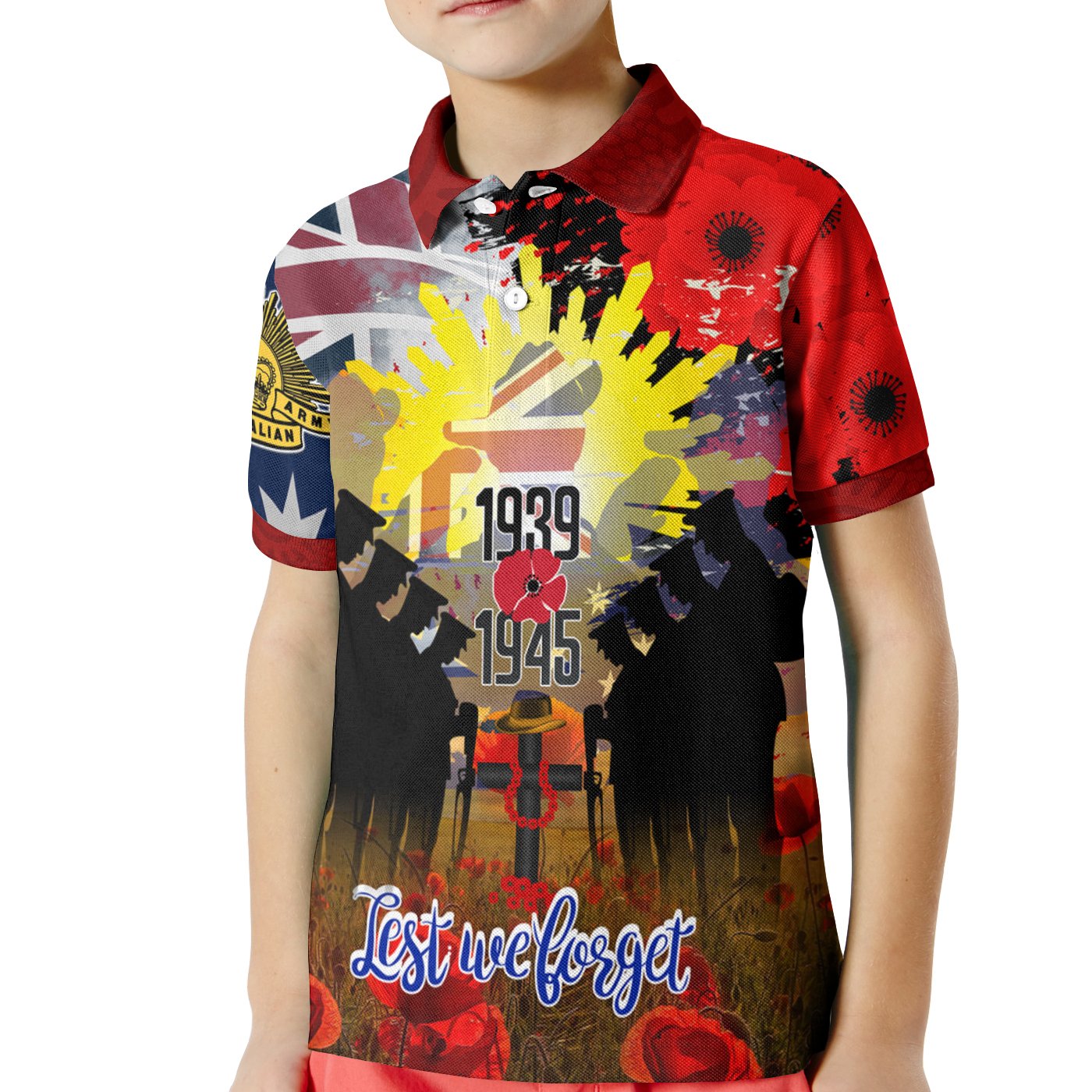 Anzac Polo - Anzac Day 2022  World War II Commemoration 1939 - 1945  Kid Polo Shirt