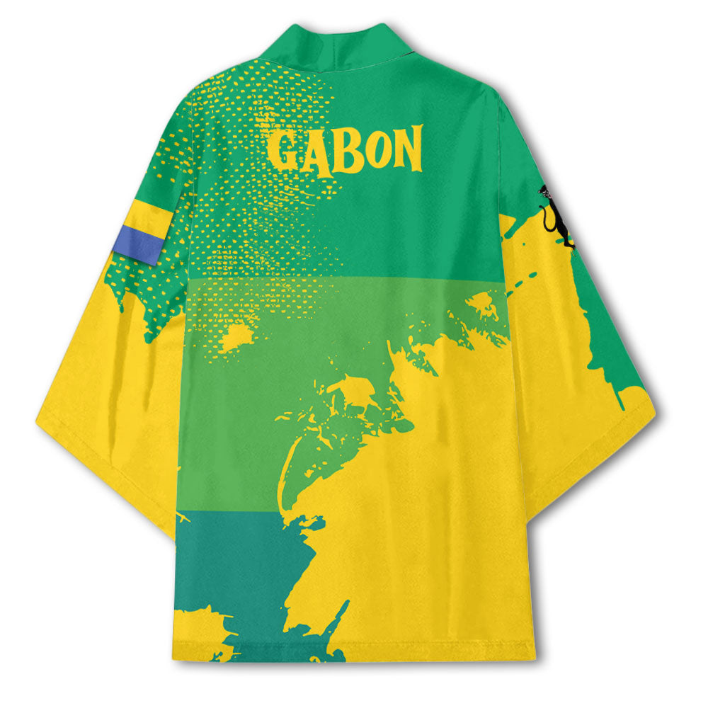 Gabon Kimono Flag & Coat Of Arms Paint Style