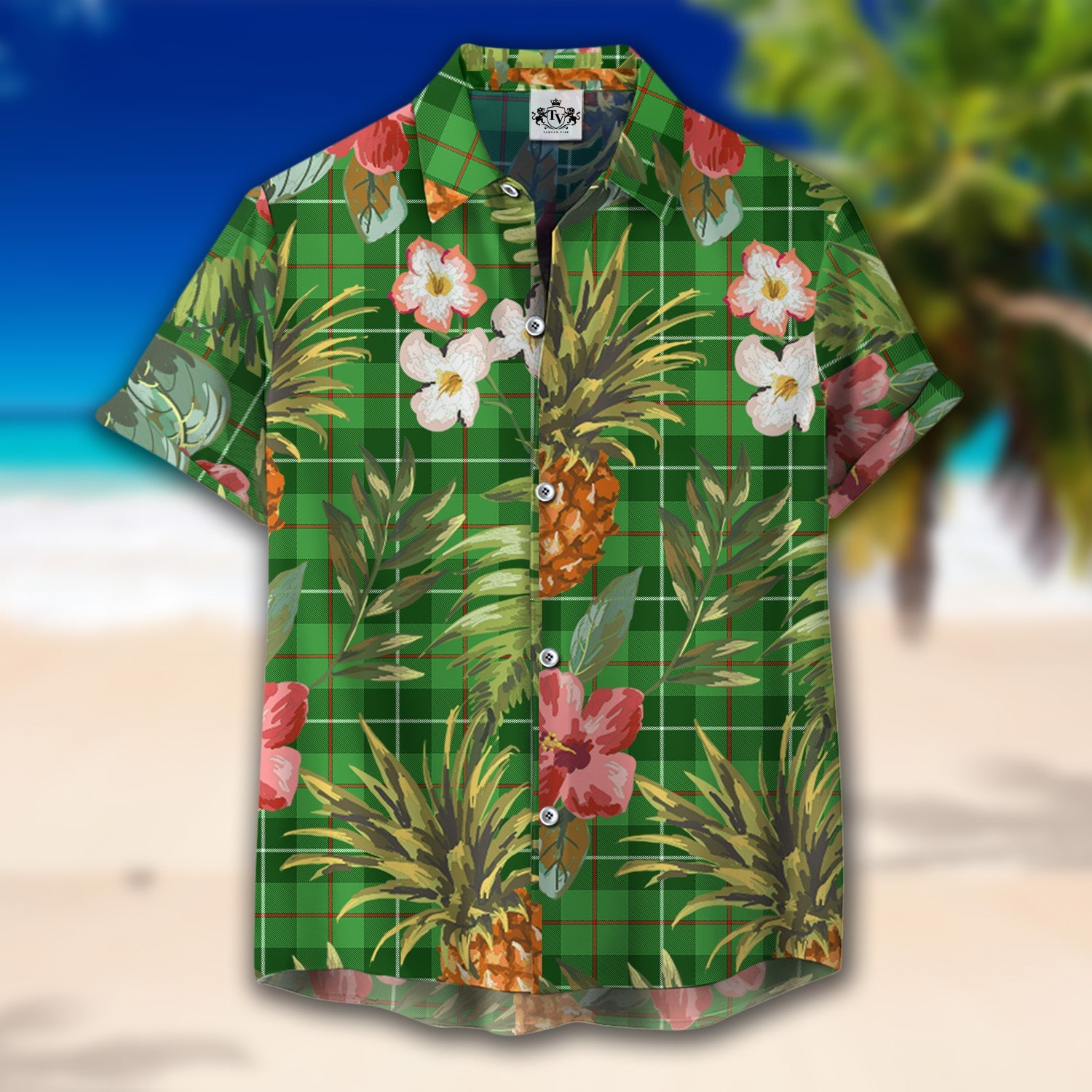 Scottish Tartan Galloway Clan Hawaiian Shirt Hibiscus - Tropical Garden Style