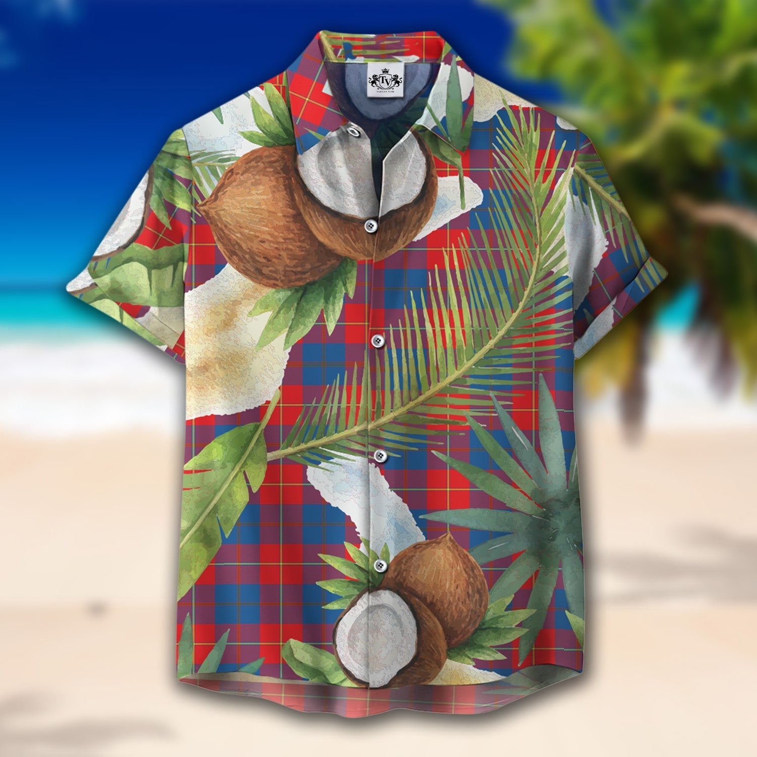 Scottish Tartan Galloway Red Clan Hawaiian Shirt Hibiscus - Tropical Garden Style