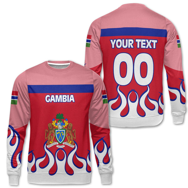 Gambia Sweatshirt Flag & Coat Of Arms Fire Hockey Style