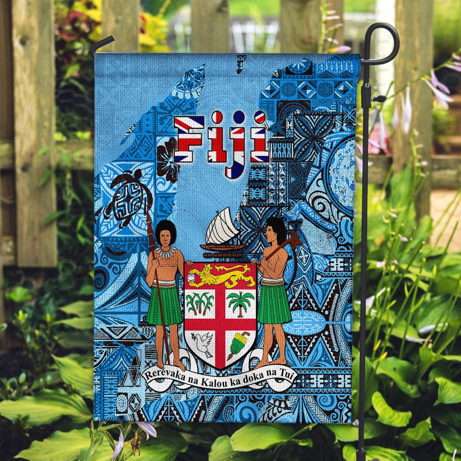 Fiji Flag & Coat Of Arms Garden Flag