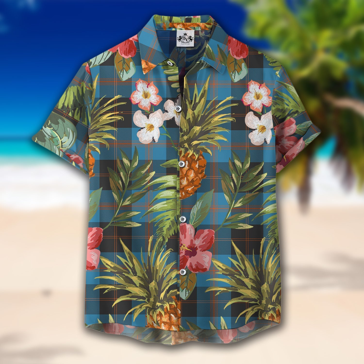 Scottish Tartan Gardyne (Garden) Clan Hawaiian Shirt Hibiscus - Tropical Garden Style