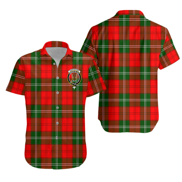 Scottish Tartan Gartshore Clan Short Sleeve Casual Shirt Crest Style