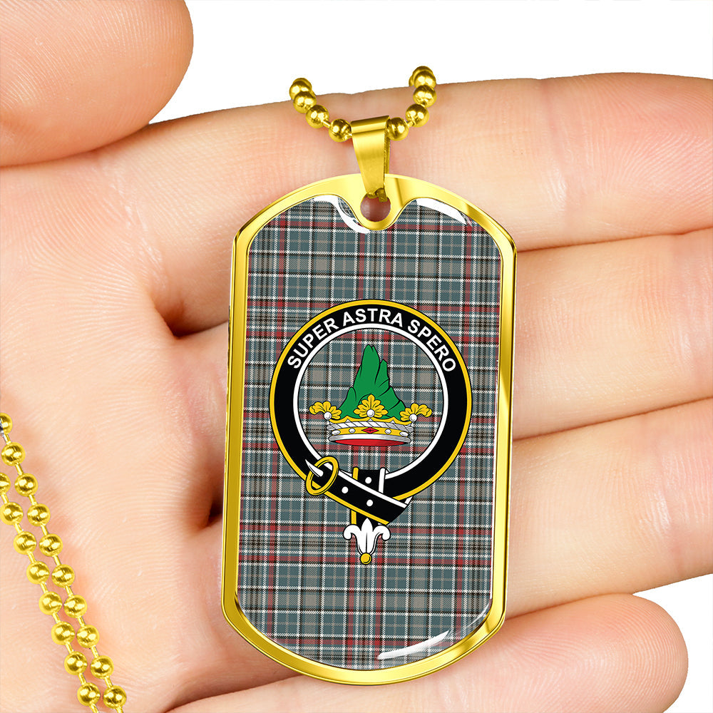 Gayre Dress Weathered Clan Badge Classic Tartan Dog Tag Necklace
