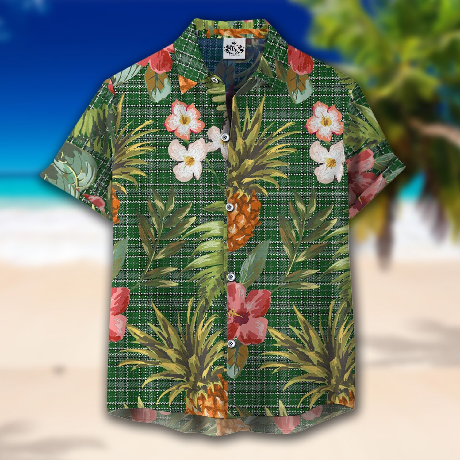 Scottish Tartan Gayre Dress Clan Hawaiian Shirt Hibiscus - Tropical Garden Style