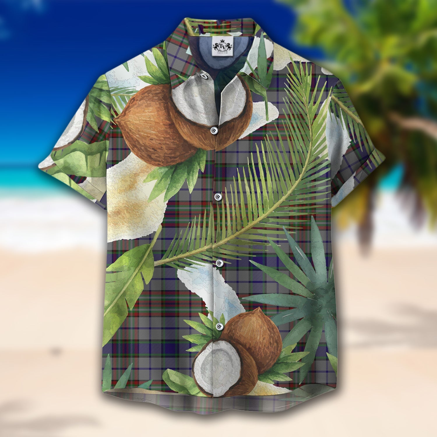 Scottish Tartan Gayre Hunting Clan Hawaiian Shirt Hibiscus - Tropical Garden Style