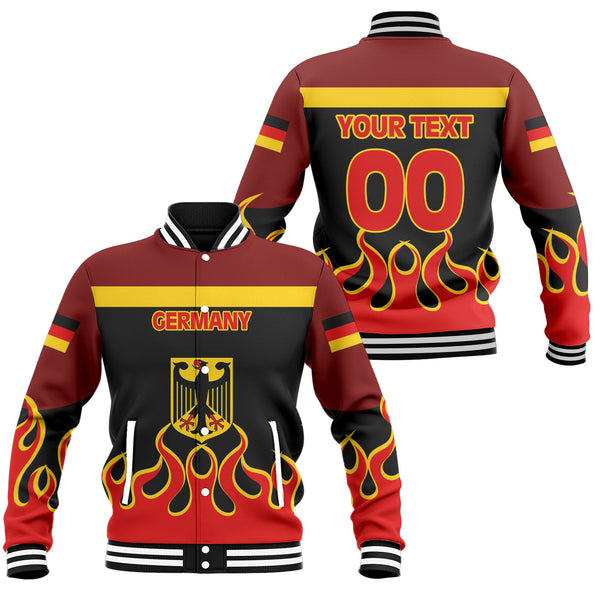 Germany Baseball Jacket Flag & Coat Of Arms Fire Hockey Style