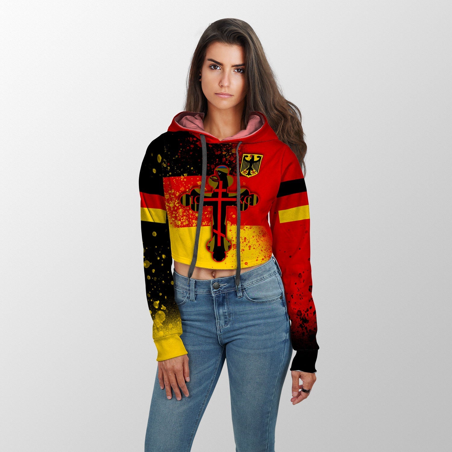 Germany Crop Hoodie Flag & Coat Of Arms Orthodox Style