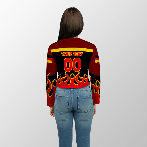 Germany Crop Top Long TShirt Flag & Coat Of Arms Fire Hockey Style