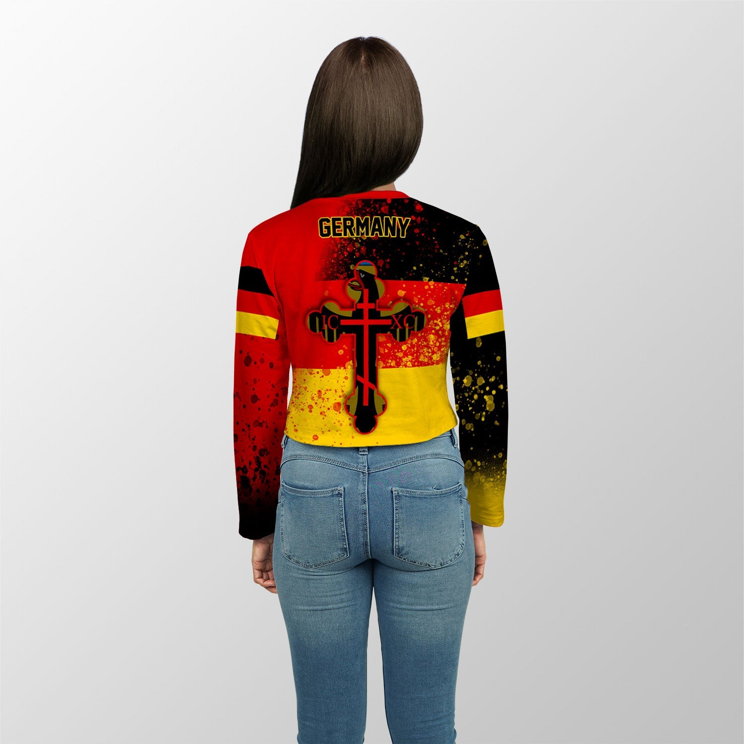 Germany Crop Top Long TShirt Flag & Coat Of Arms Orthodox Style