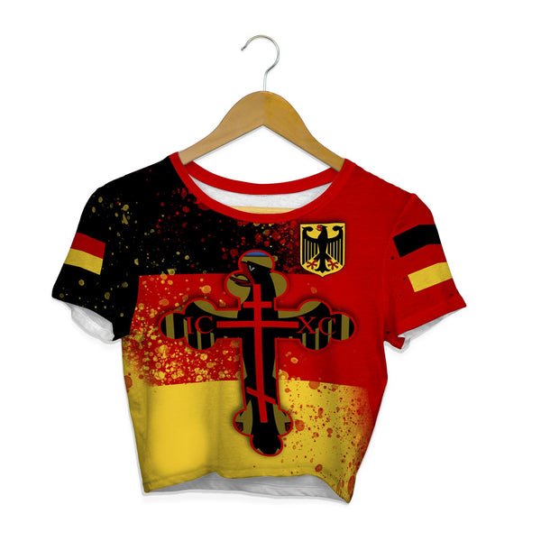 Germany Crop Top T Shirt Flag & Coat Of Arms Orthodox Style