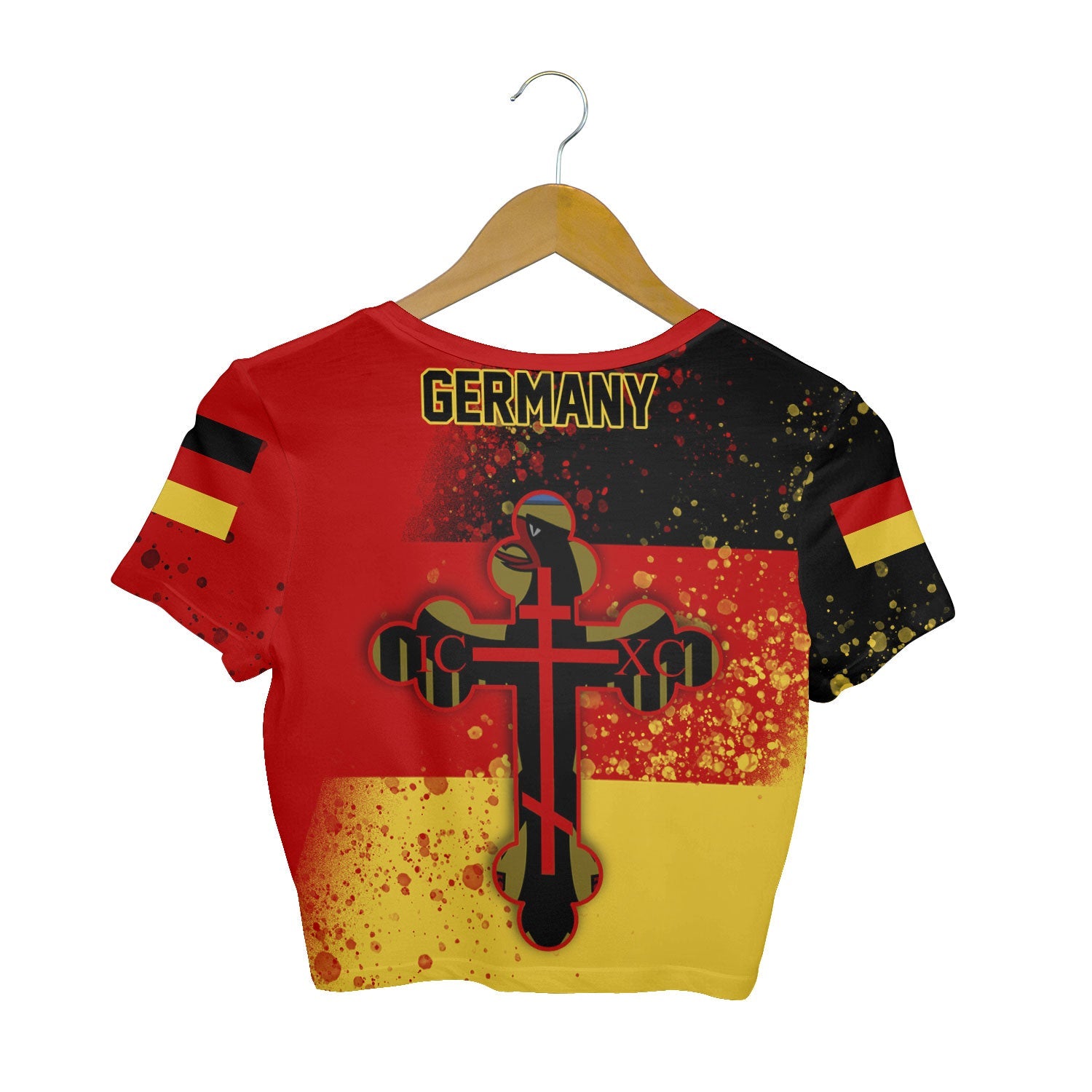 Germany Crop Top T Shirt Flag & Coat Of Arms Orthodox Style