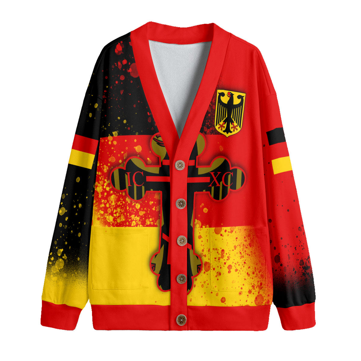 Germany Fleece Cardigan Flag & Coat Of Arms Orthodox Style