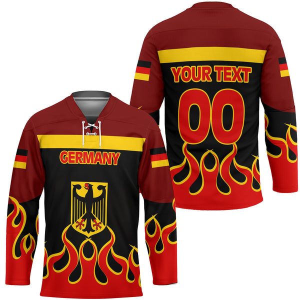 Germany Hockey Jersey Flag & Coat Of Arms Fire Hockey Style