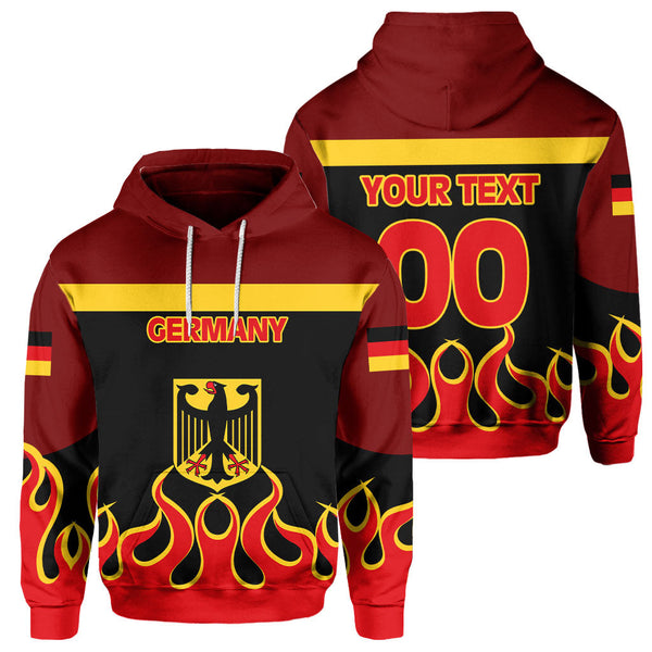 Germany Hoodie Flag & Coat Of Arms Fire Hockey Style