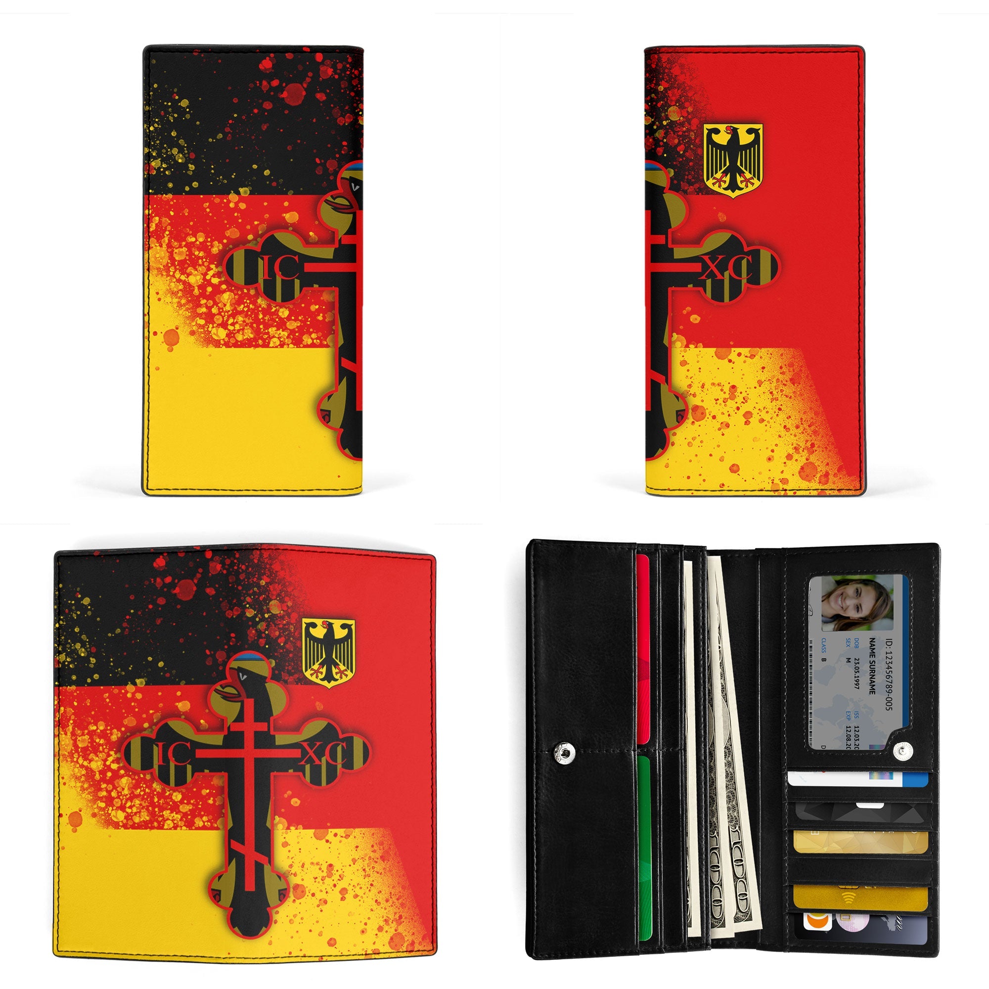 Germany Leather Wallet Flag & Coat Of Arms Orthodox Style