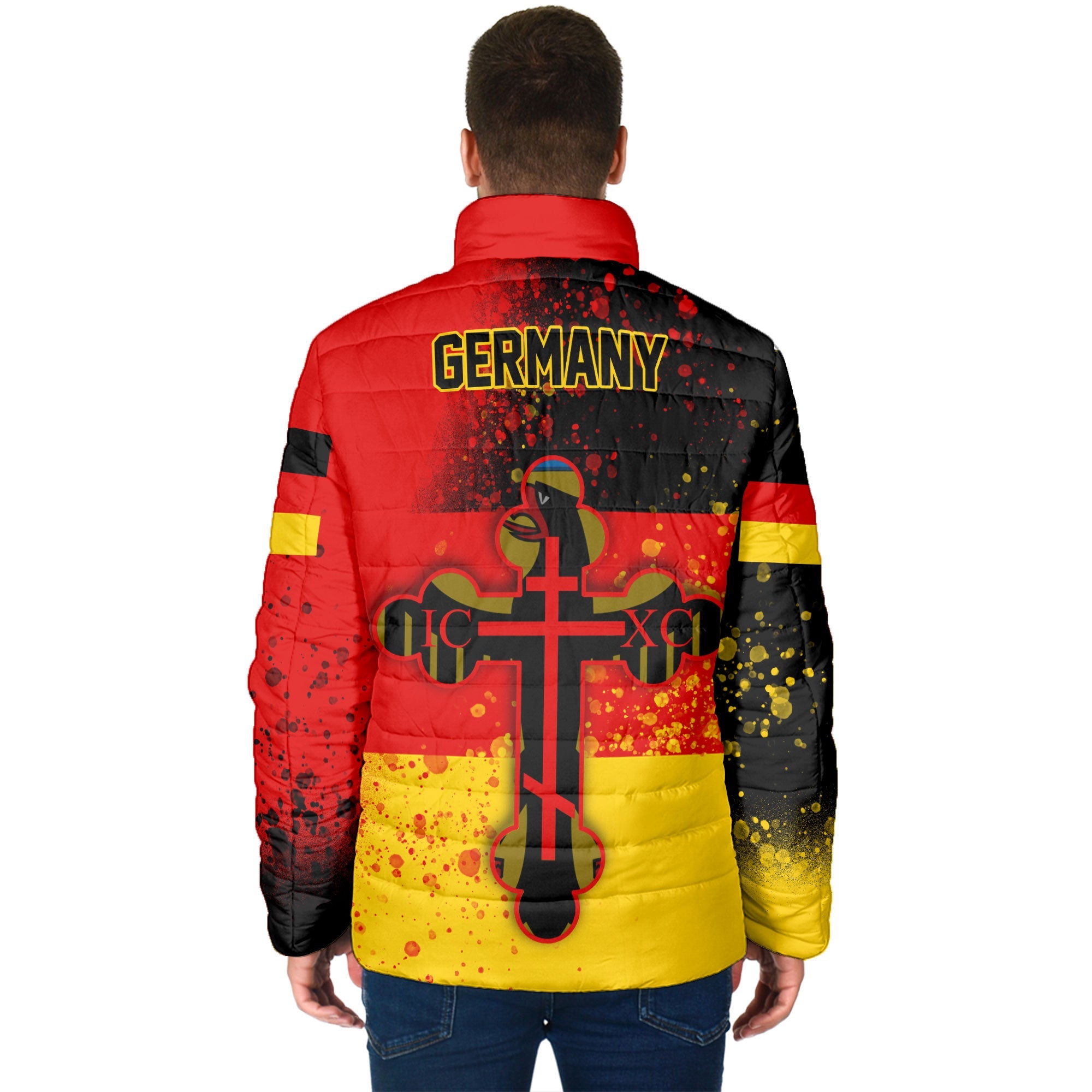 Germany Men Padded Jacket Flag & Coat Of Arms Orthodox Style