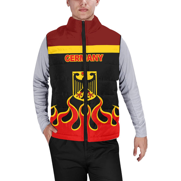 Germany Men Padded Jacket Vest Flag & Coat Of Arms Fire Hockey Style