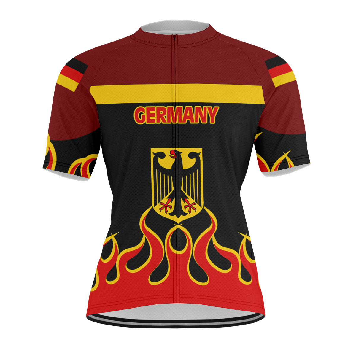 Germany Men's Cycling Jersey Flag & Coat Of Arms Fire Hockey Style