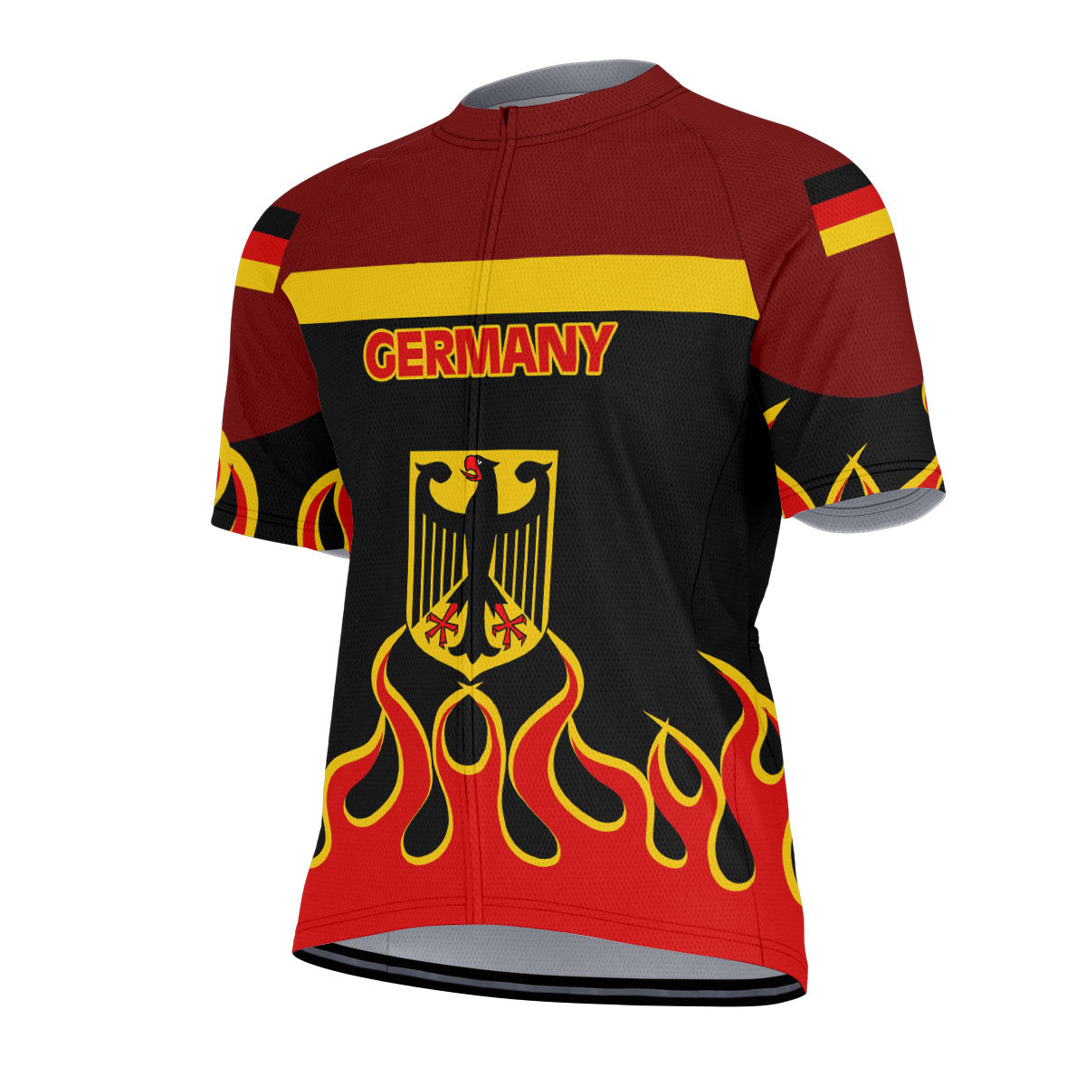 Germany Men's Cycling Jersey Flag & Coat Of Arms Fire Hockey Style