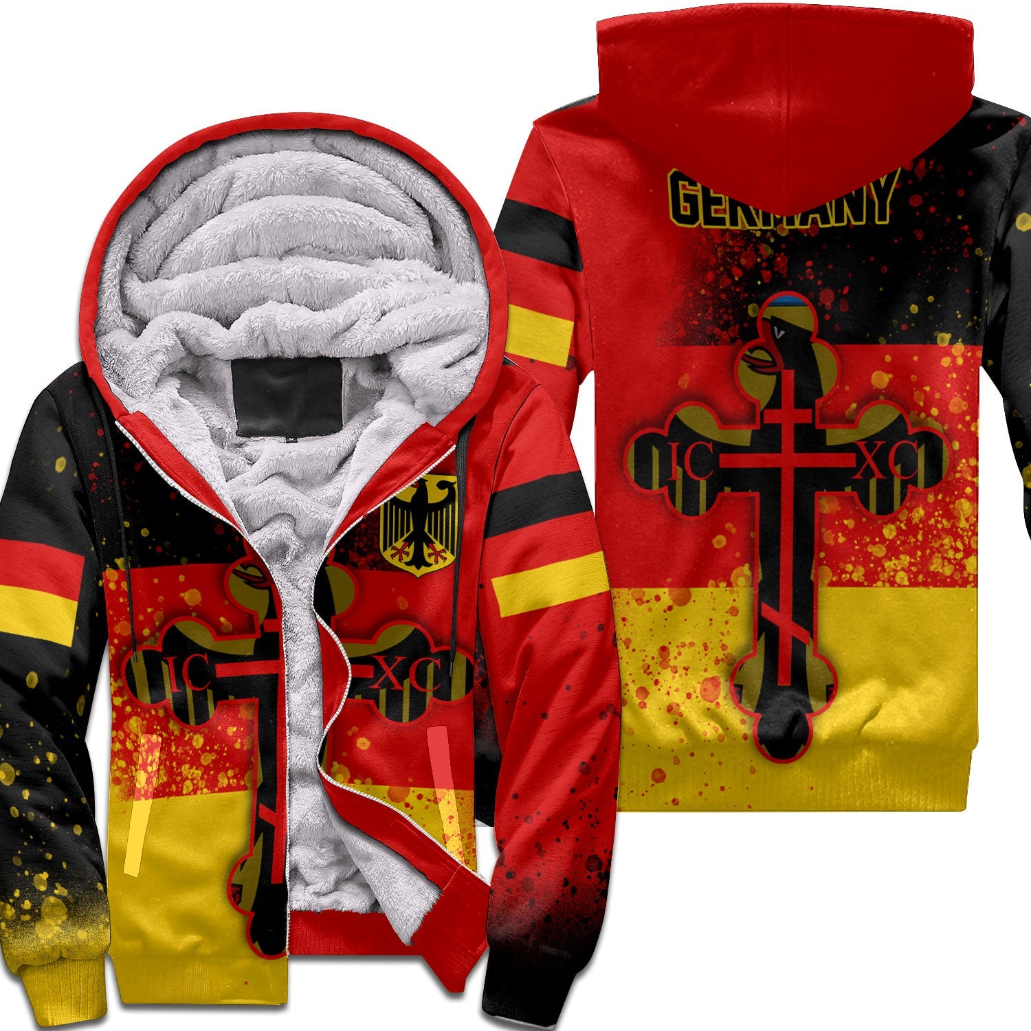 Germany Sherpa Hoodie Flag & Coat Of Arms Orthodox Style